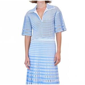 NEW SIMKHAI adley cropped polo in blue hydrangea multi